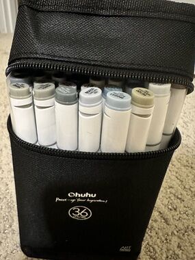 Ohuhu Oahu 36 Grey-Tone Colors Alcohol Markers Set, Dual Tips Broad & Fine